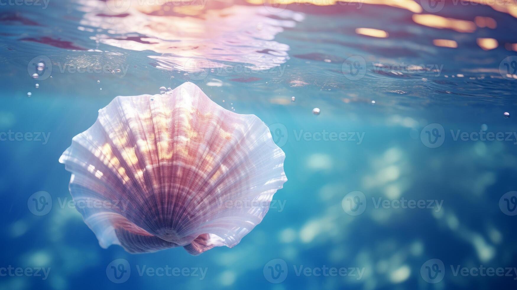Sea shell in water. . photo