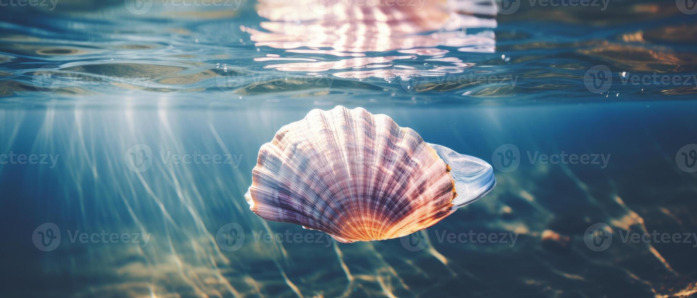 Sea shell in water. . photo