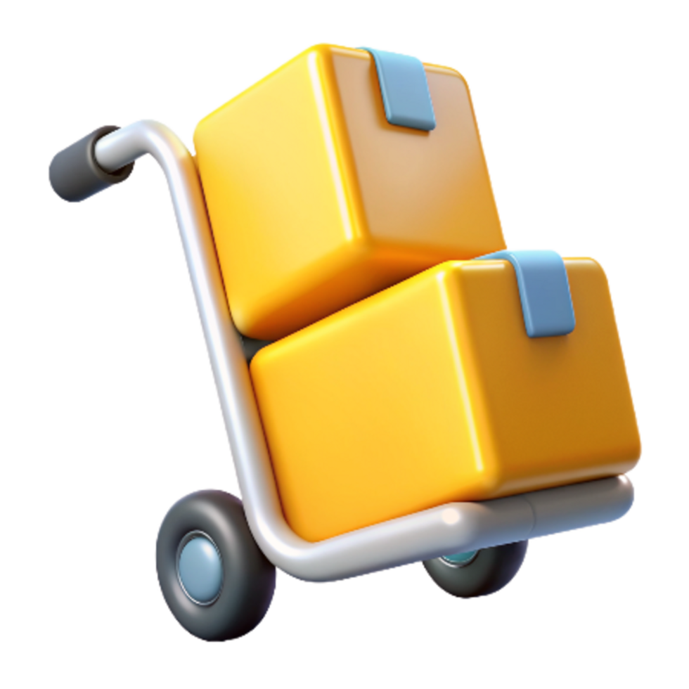 Boxes with Trolley 3d Asset png