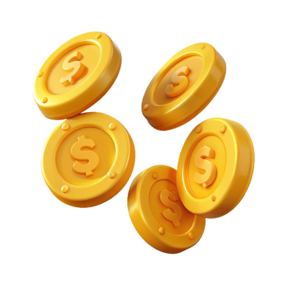 Flying Dollar Coins 3d Design png