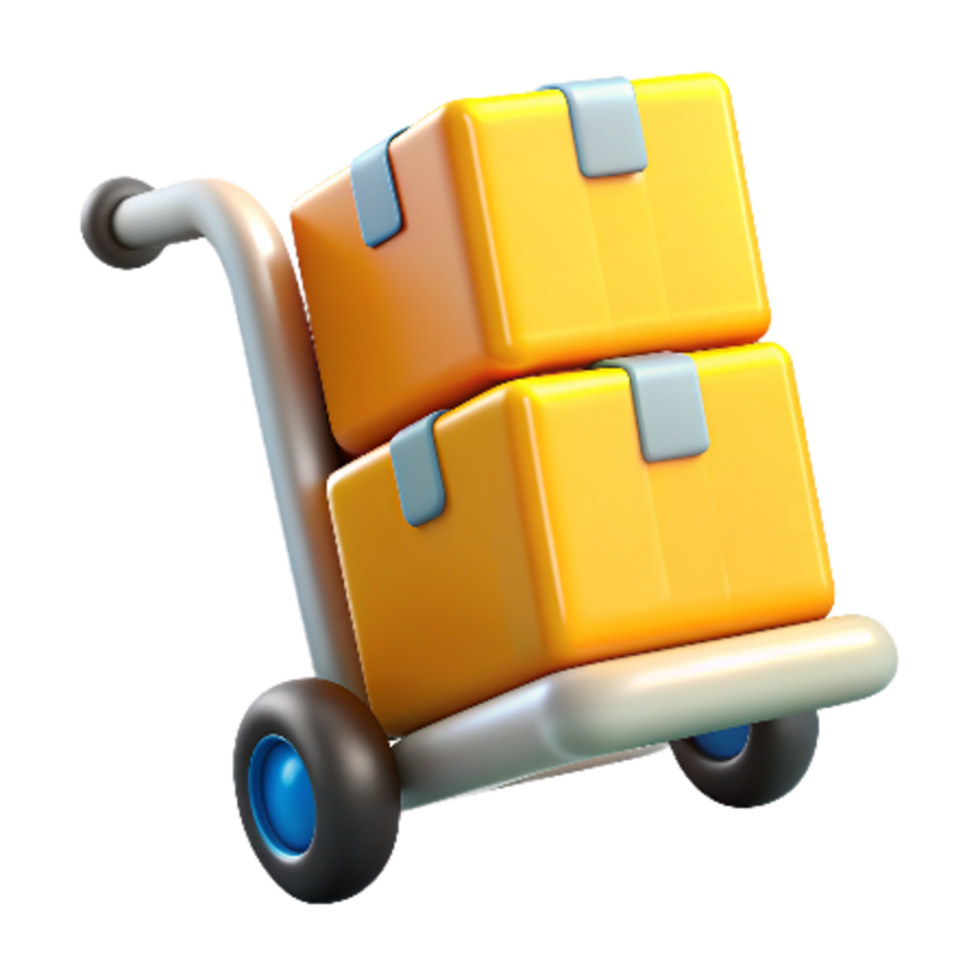 Boxes with Trolley 3d Element png