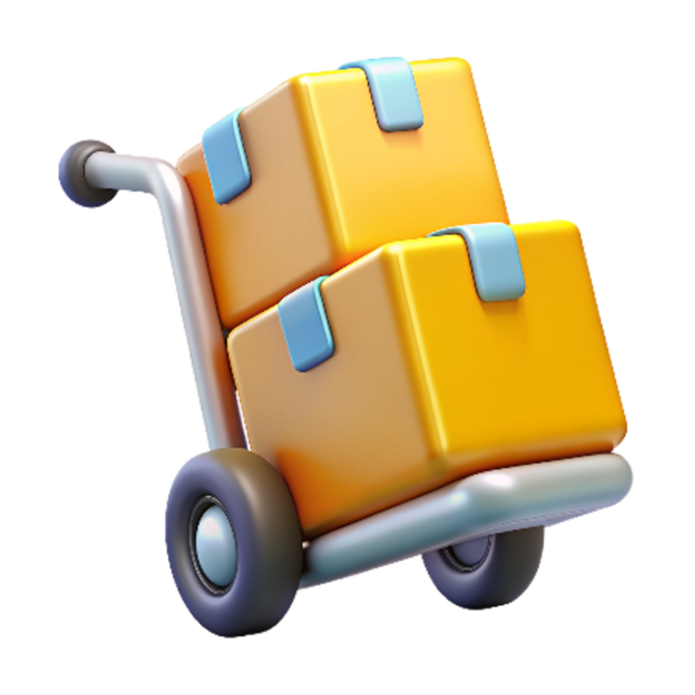 Boxes with Trolley 3d Object png
