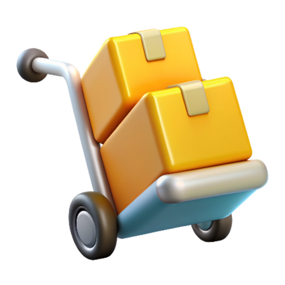 Boxes with Trolley 3d Design png