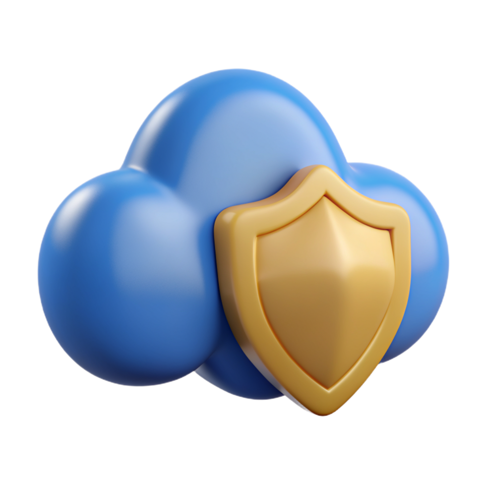 Cloud with Shield 3d Symbol png