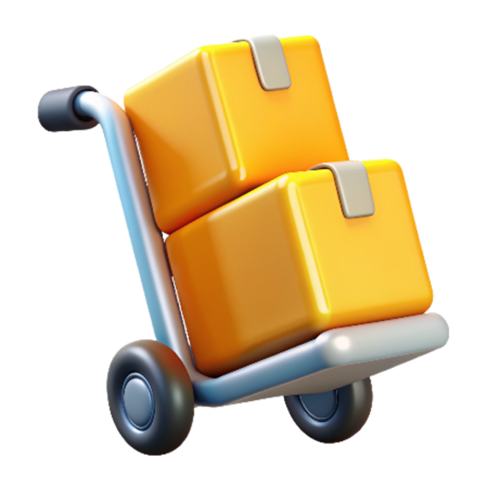 Boxes with Trolley 3d Illustration png