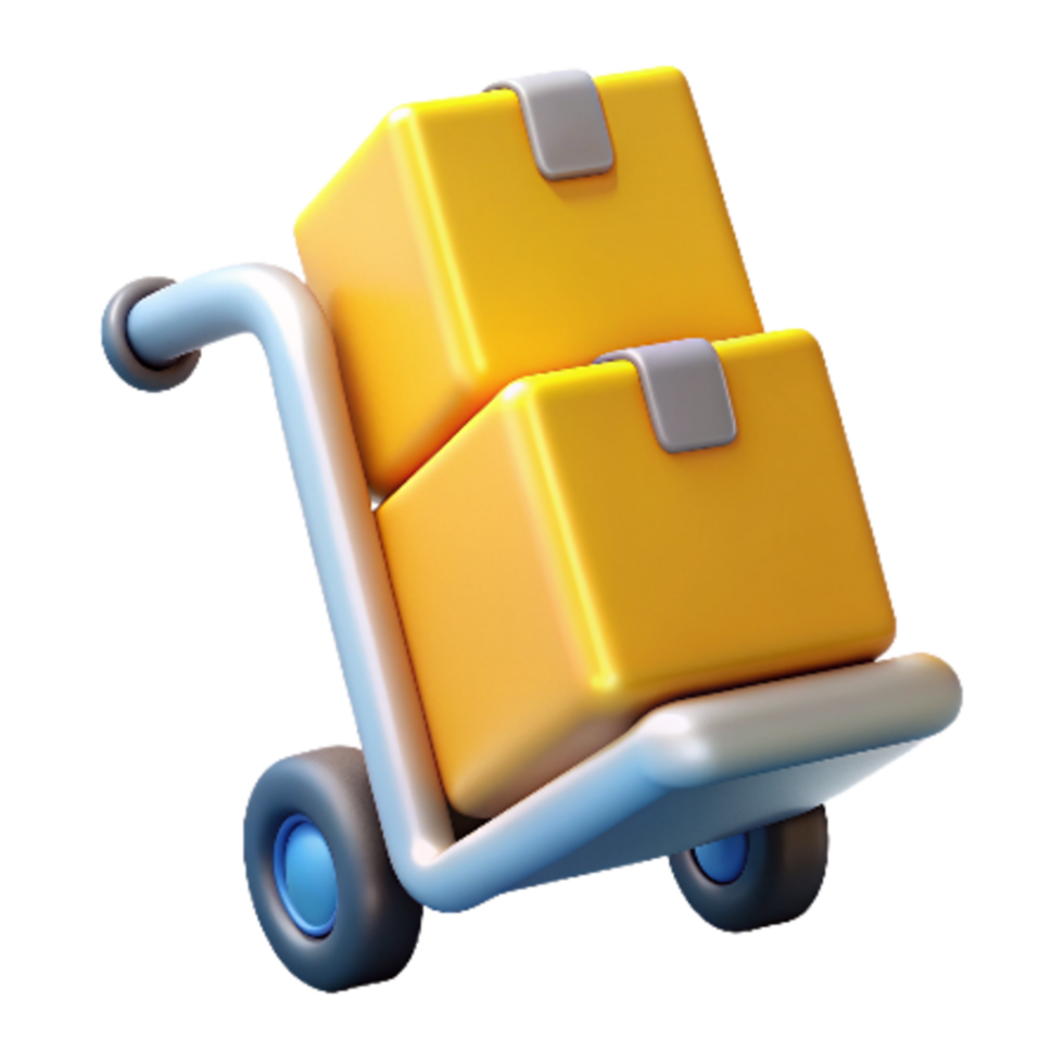 Boxes with Trolley 3d Graphic png