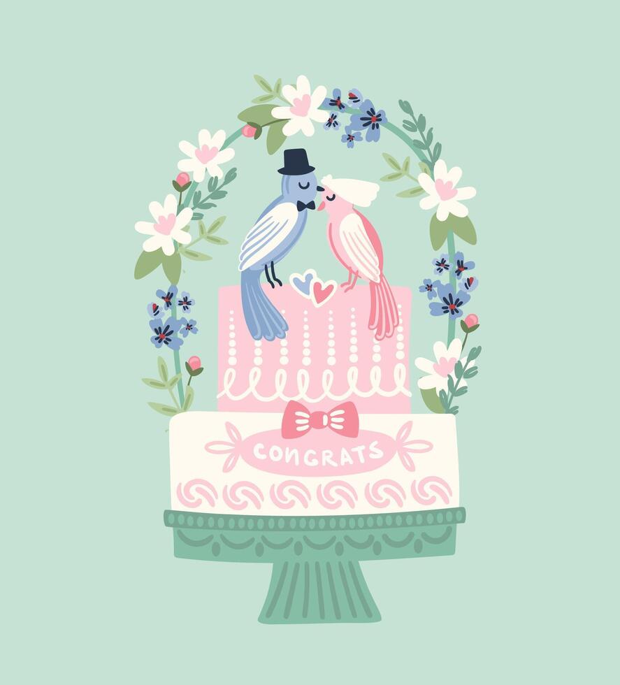 Wedding cake. isolated illustration. Design element for wedding concept and other uses vector
