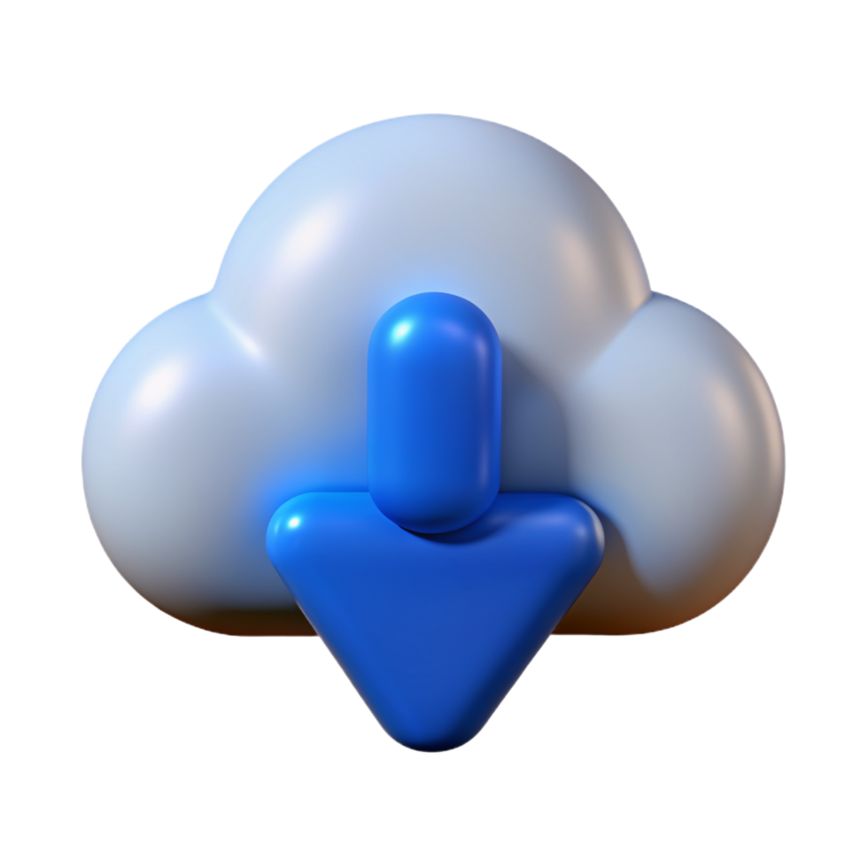 Cloud with Down Arrow 3d Concept 46788506 PNG
