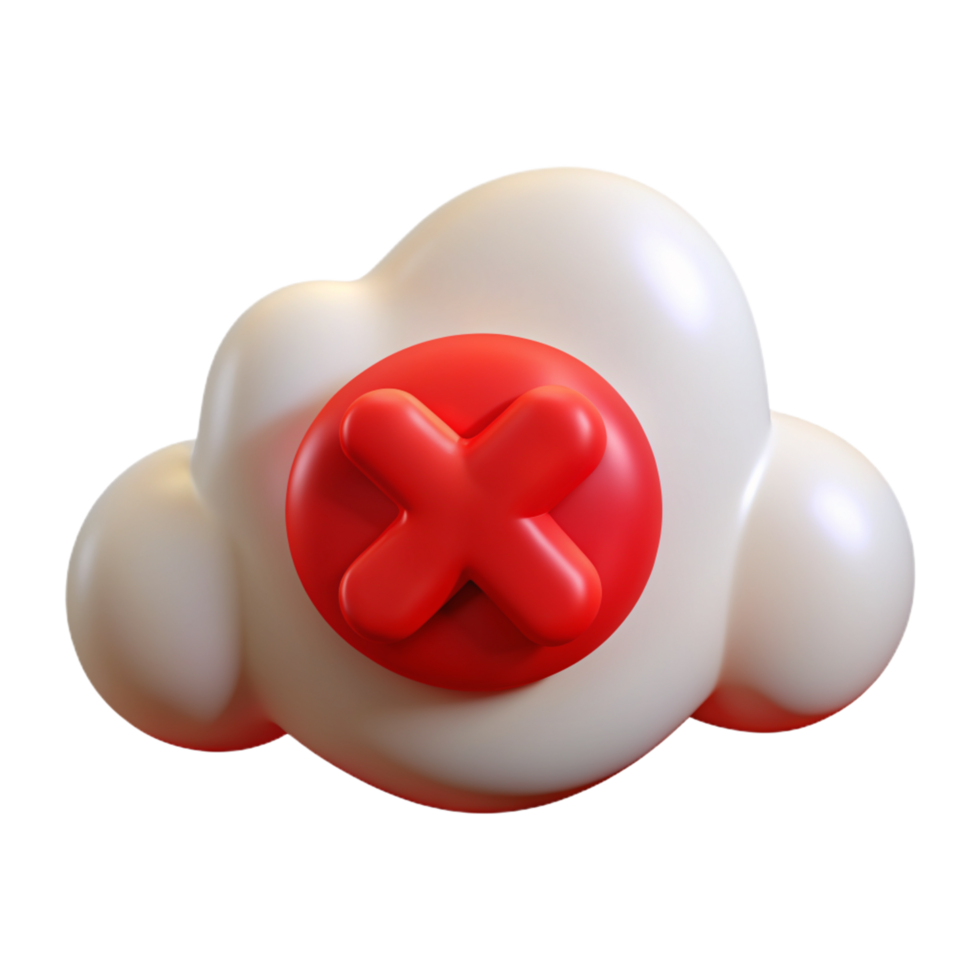 Cloud with Error Sign 3d Image png