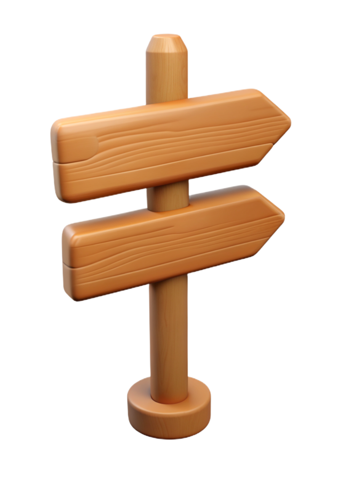 Wooden Signpost 3d Concept png