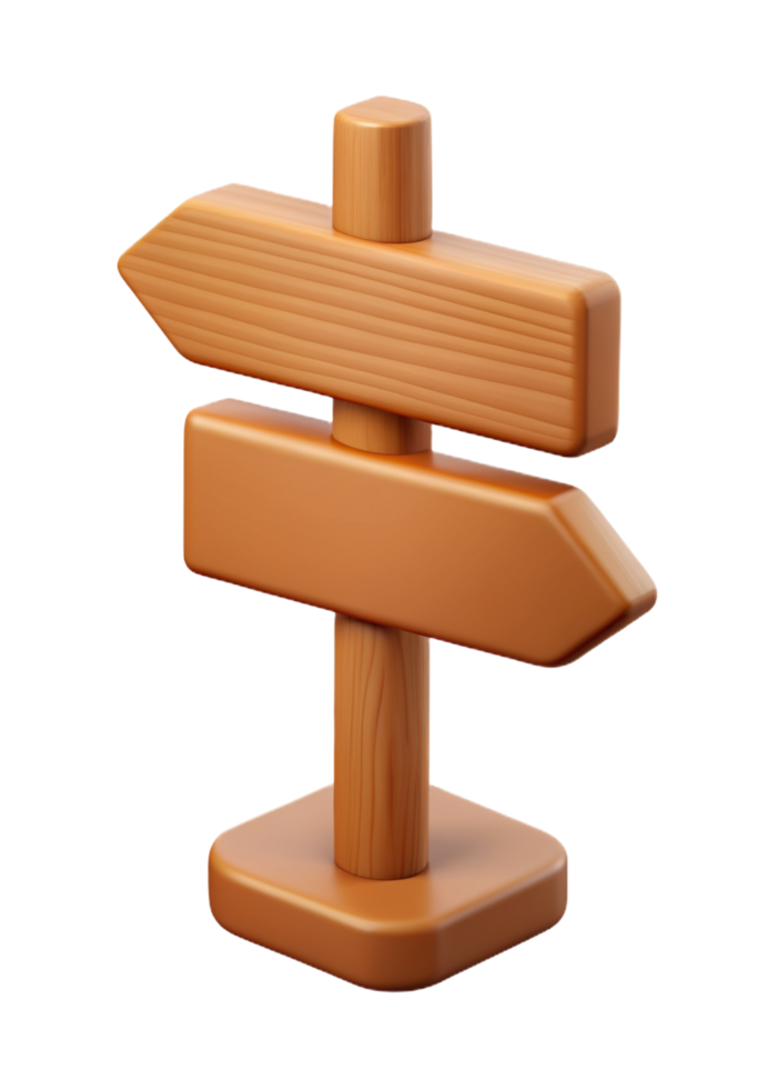 Wooden Signpost 3d Object png