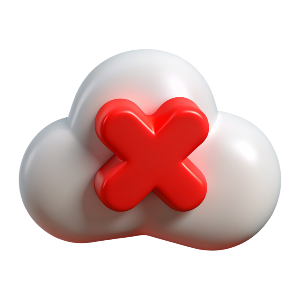 Cloud with Error Sign 3d Style png