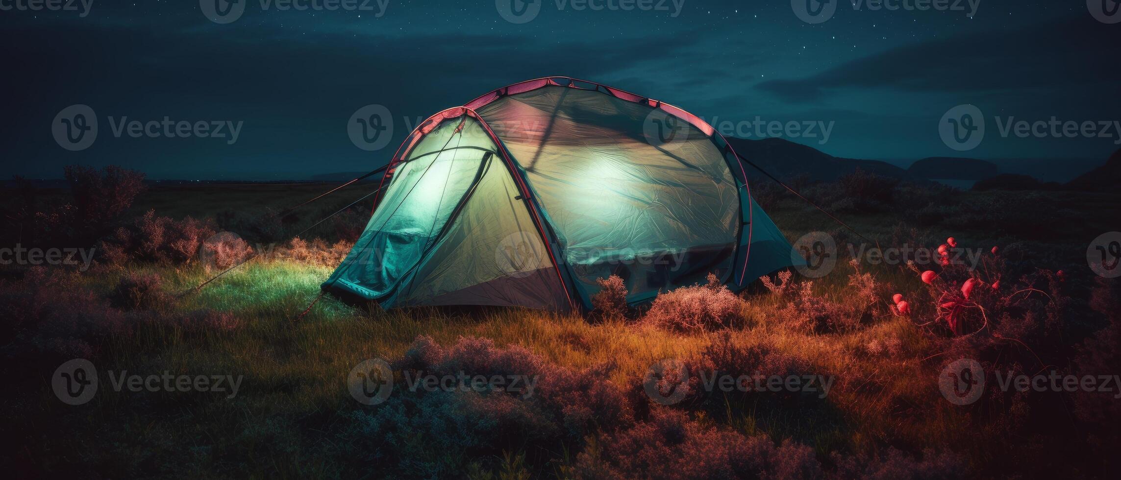 A tent that glows in the dark. photo
