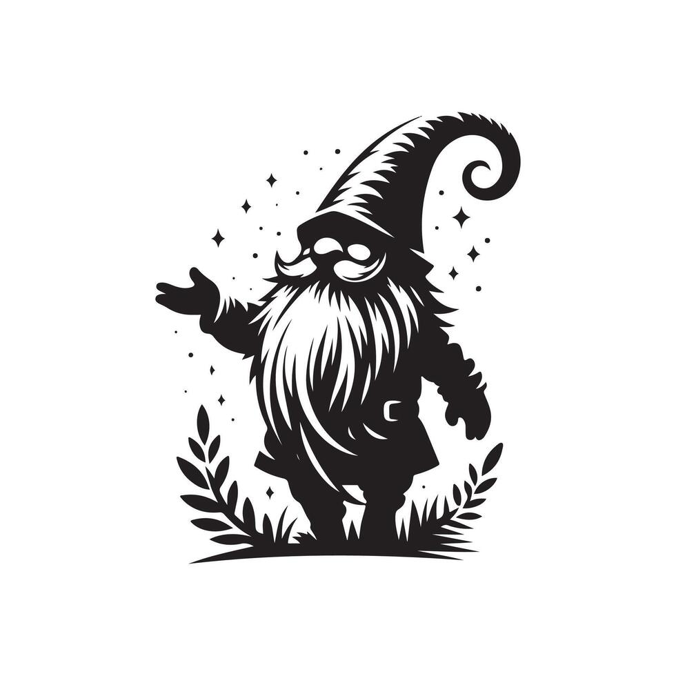 gnome art silhouette design vector