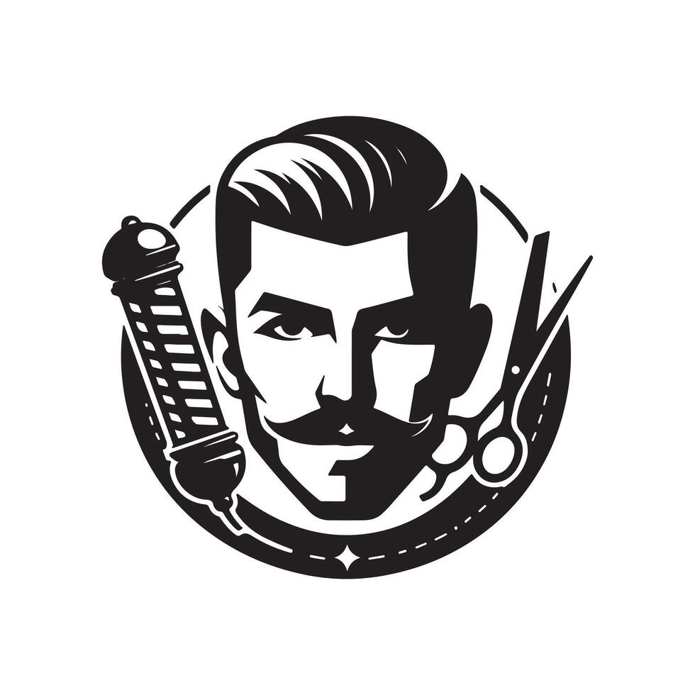 set of barber silhouette design vector