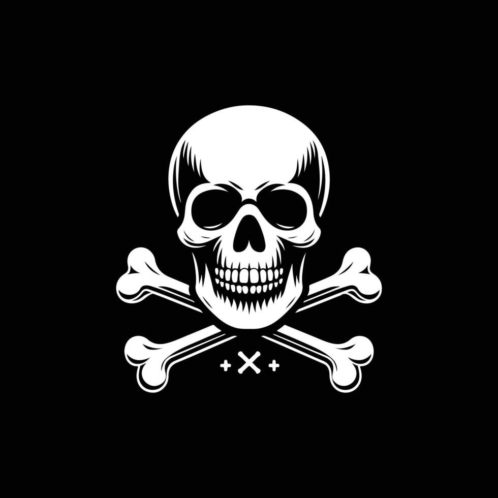 vintage skull with bones silhouette design vector