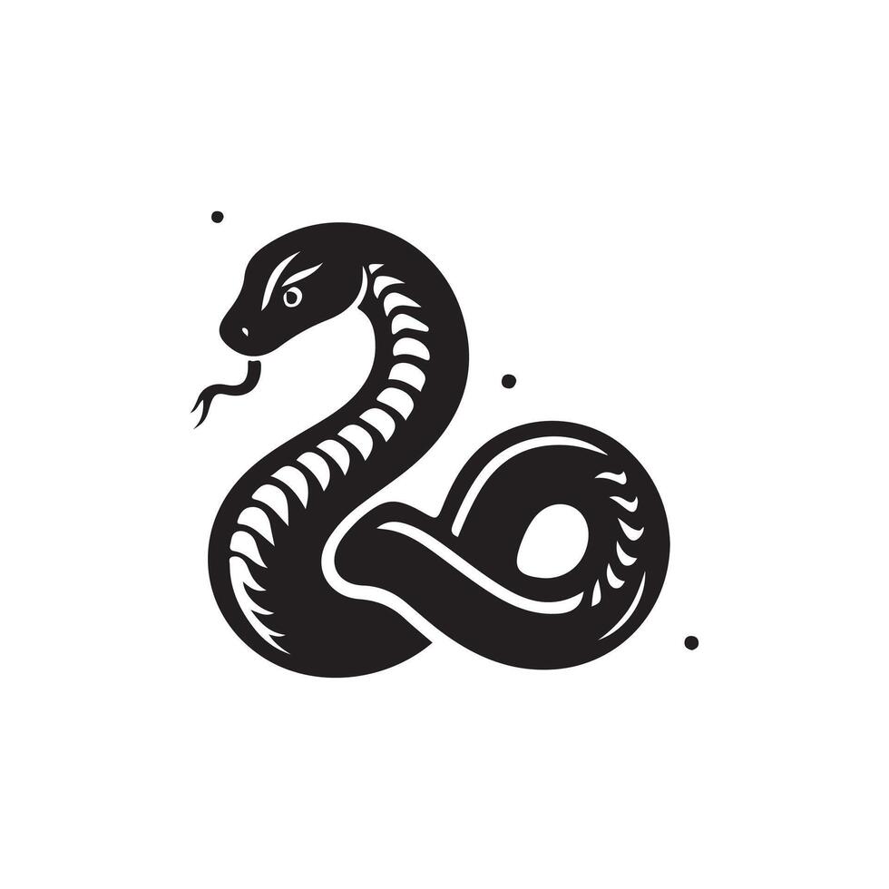 snake silhouette black and white design vector