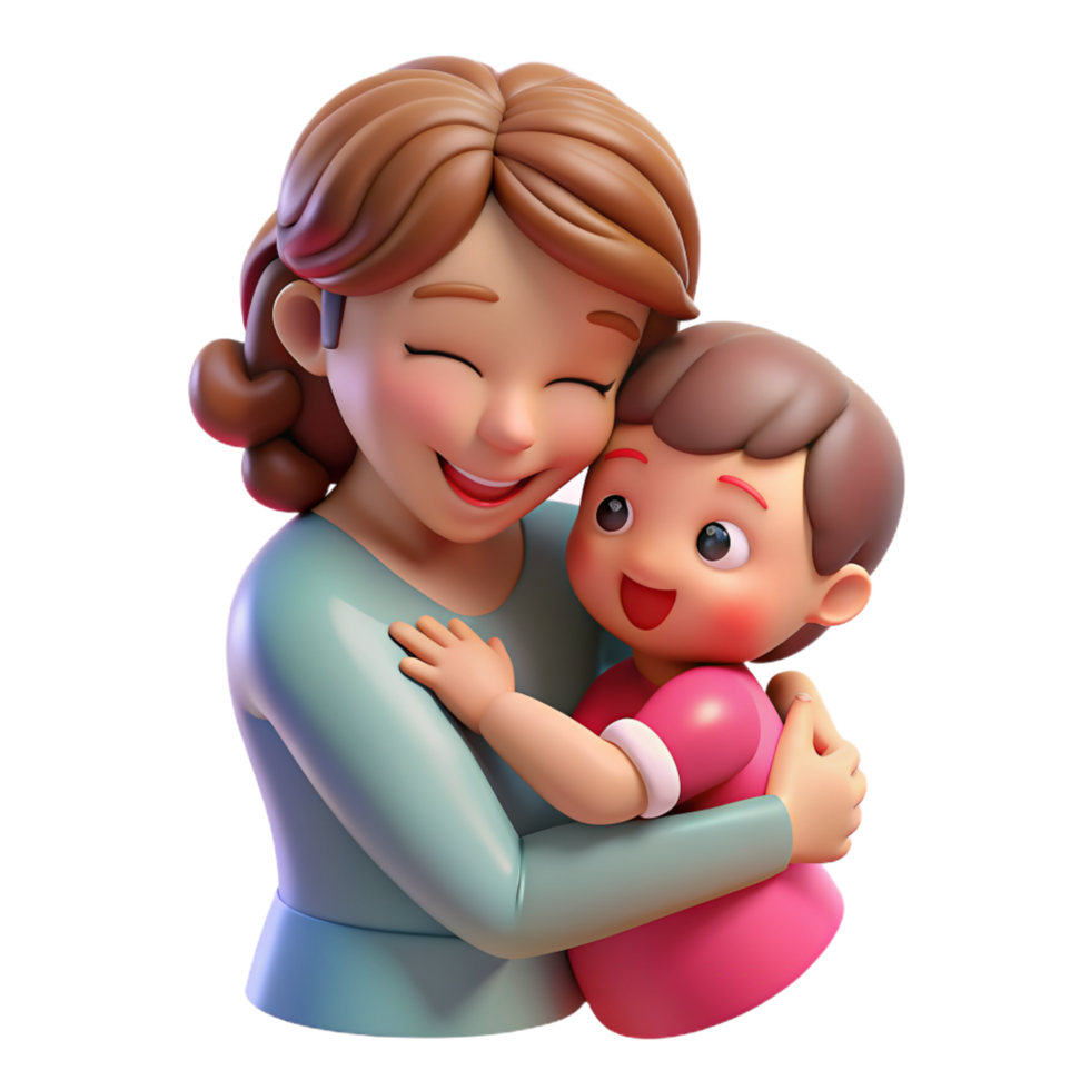Mother Hugging Her Child 3d Image png