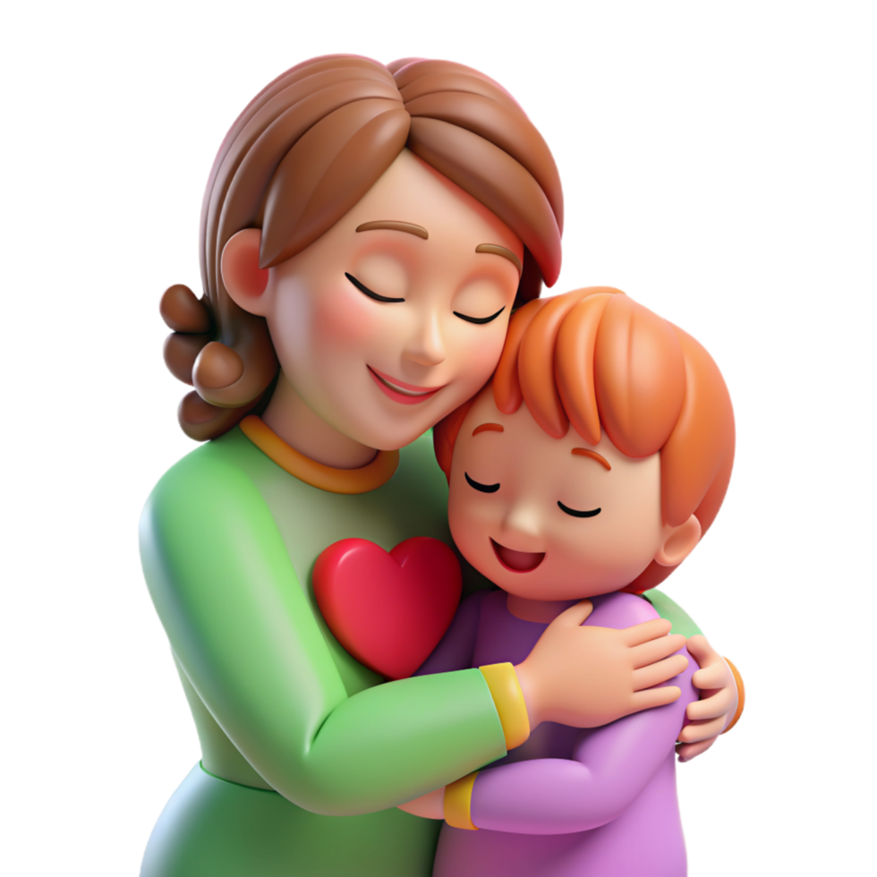Mother Hugging Her Child 3d Graphic png