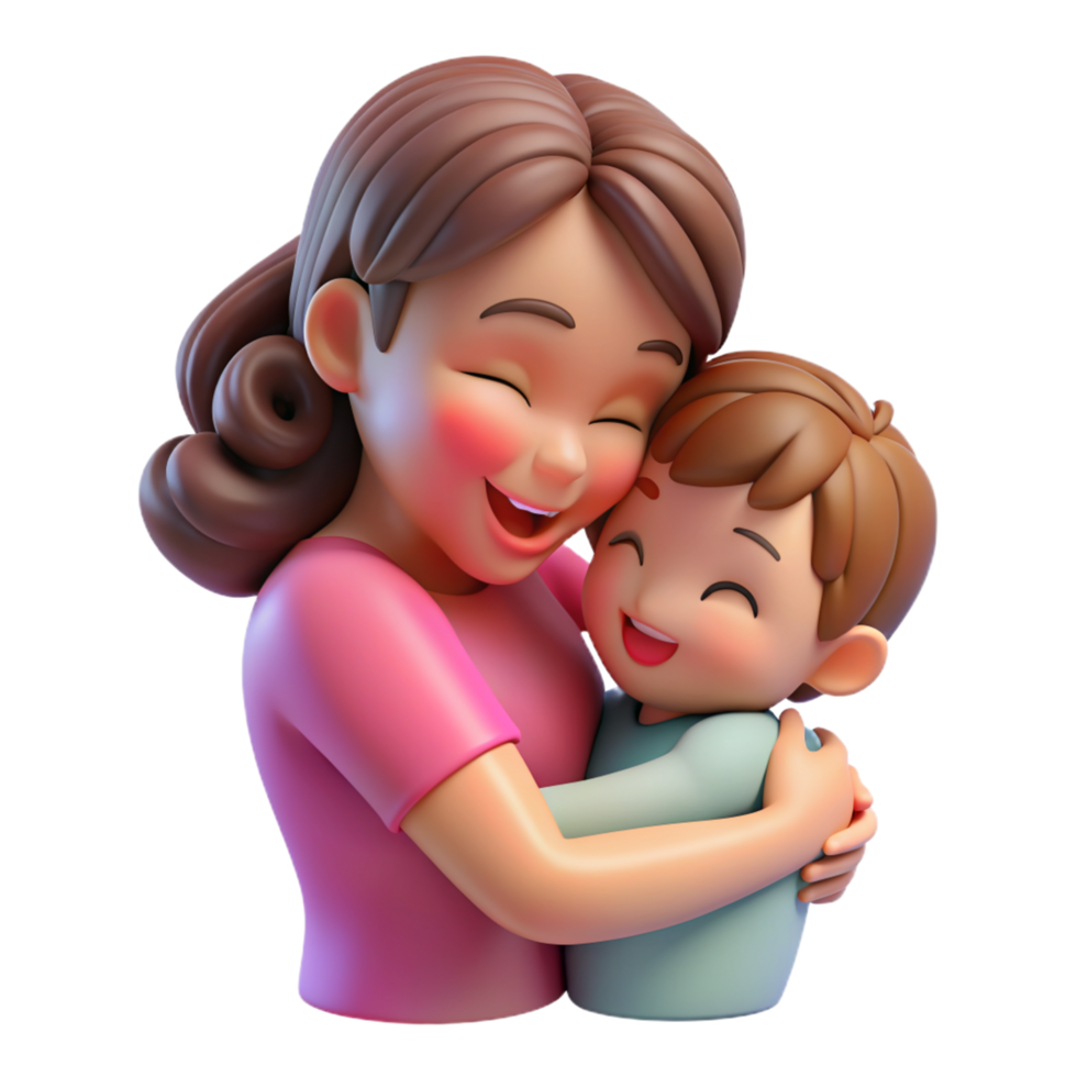 Mother Hugging Her Child 3d Art png