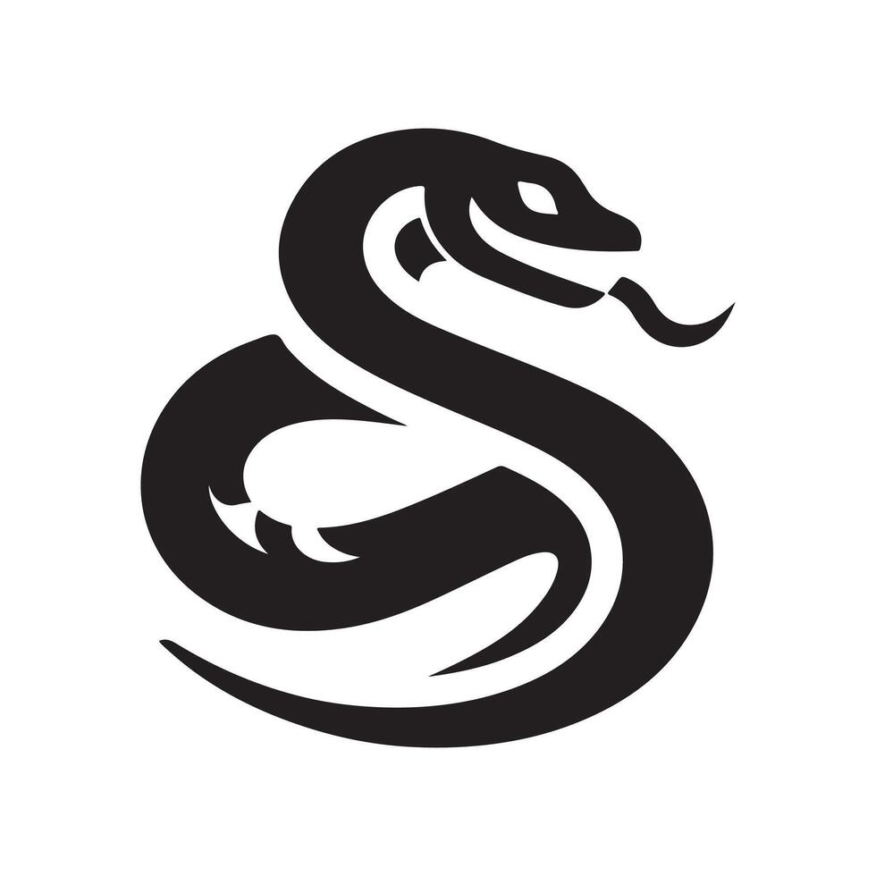 snake silhouette black and white design vector
