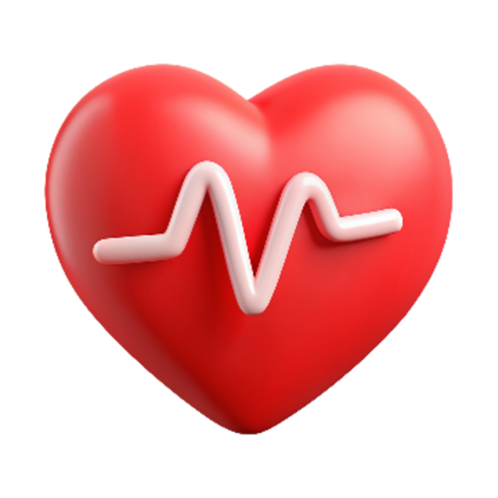 Heart Shape with Heart Beat 3d Image png