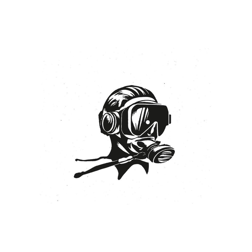 scuba driver silhouette design black and white color vector