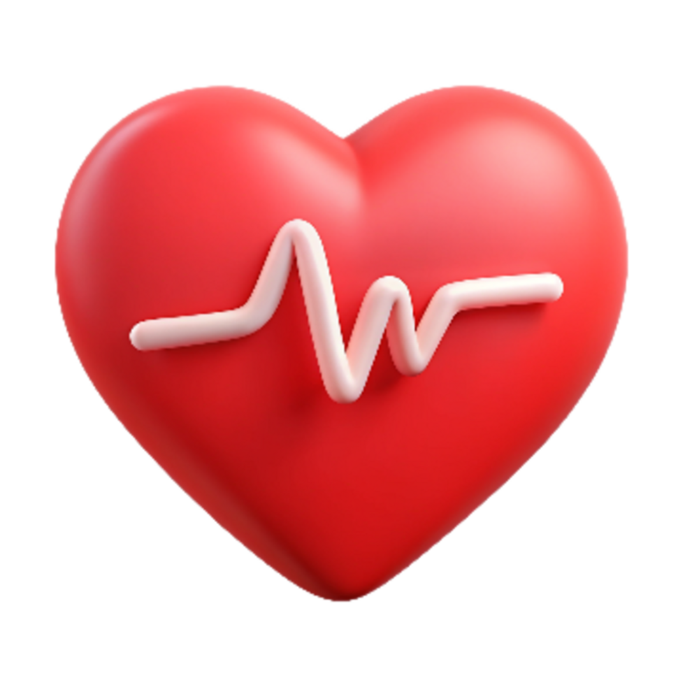 Heart Shape with Heart Beat 3d Asset png
