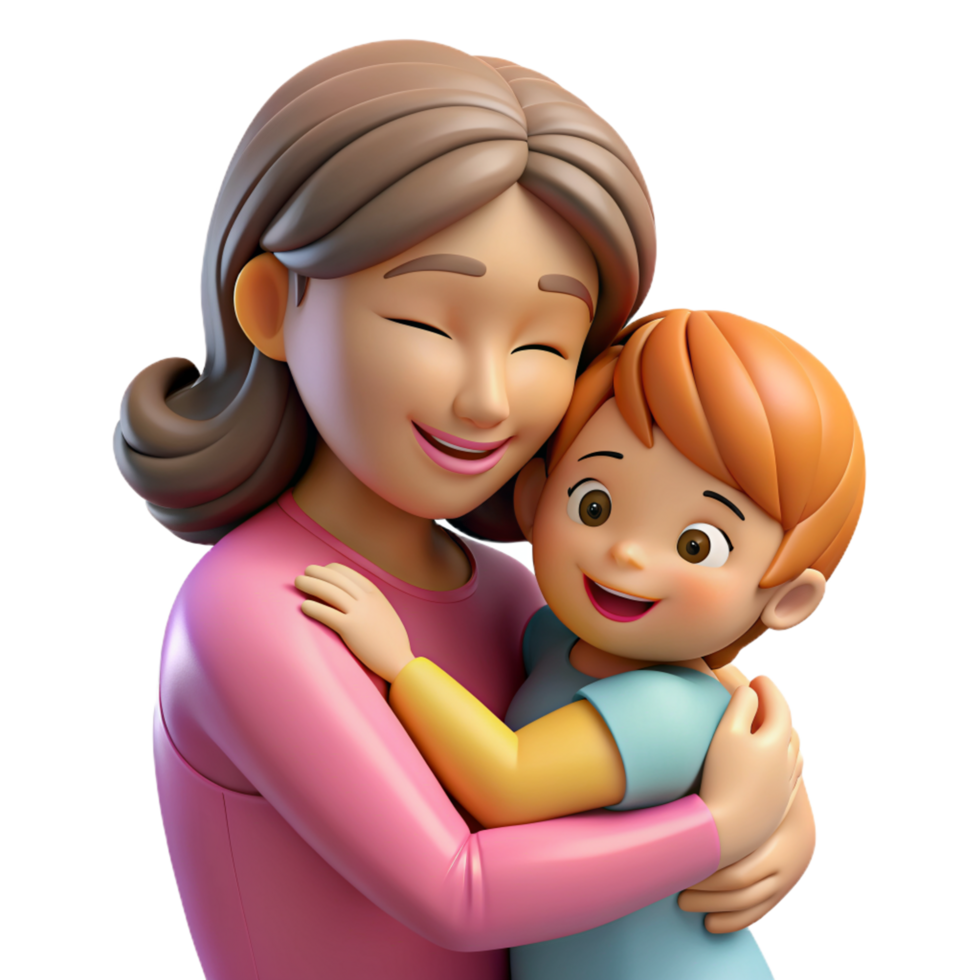 Mother Hugging Her Child 3d Concept png