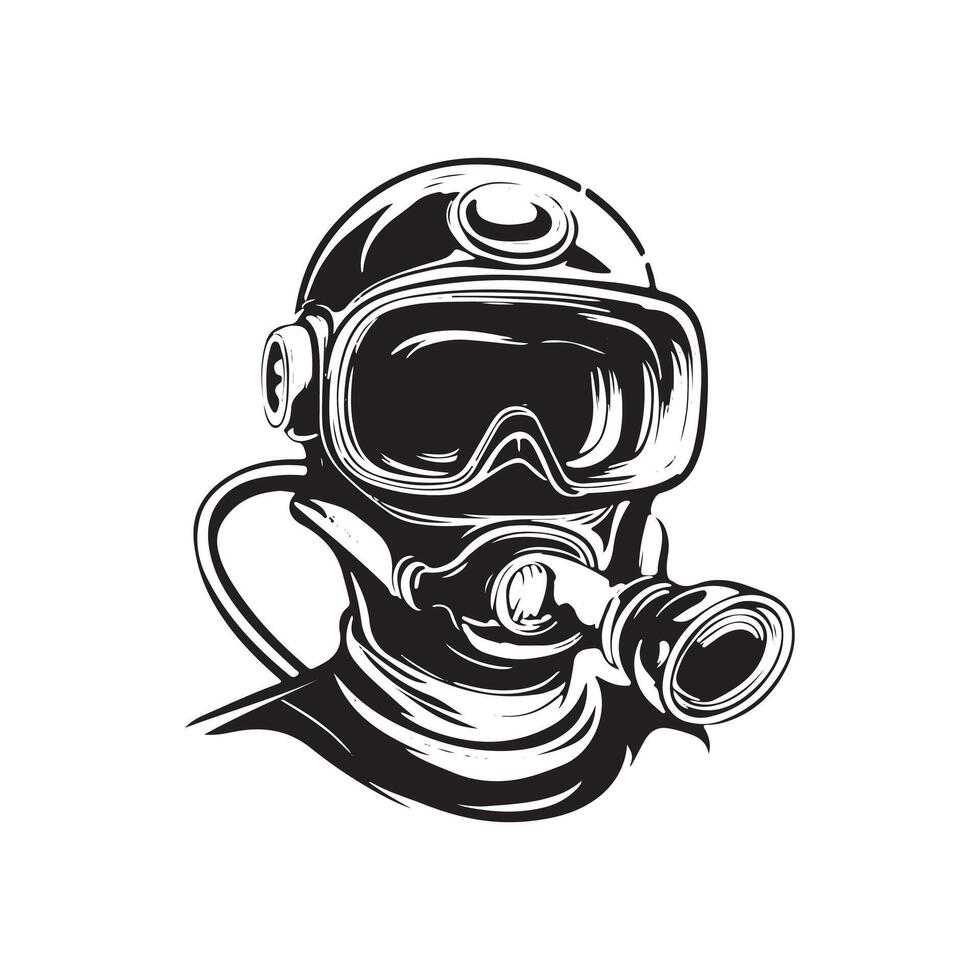 scuba driver silhouette design black and white color vector