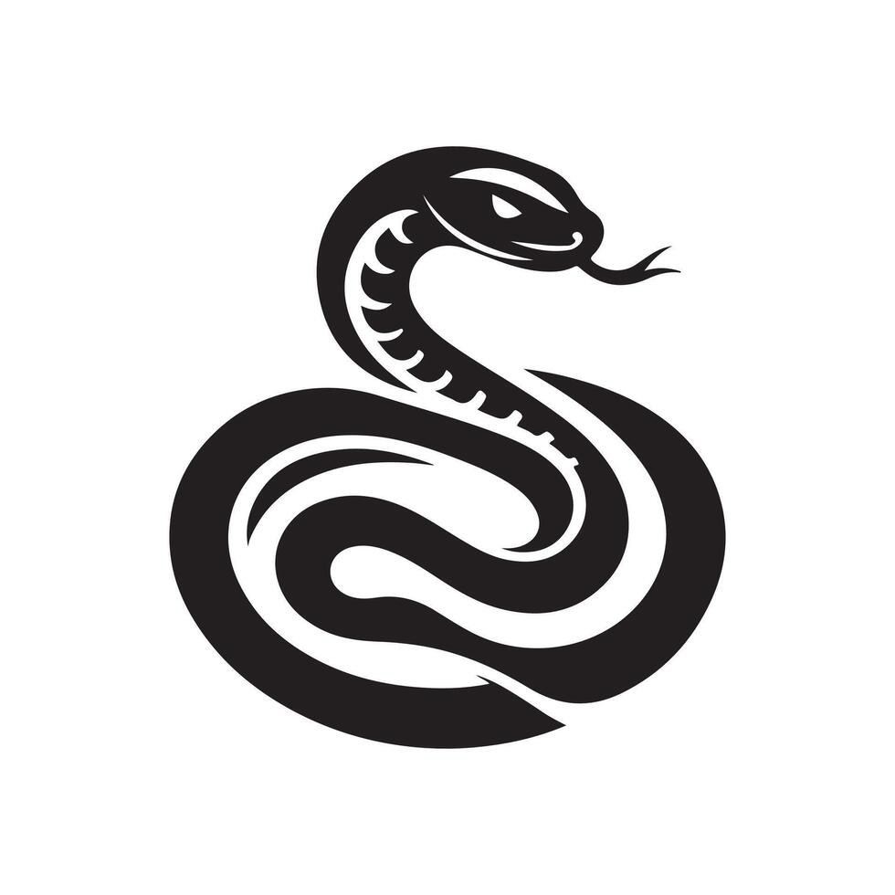 snake silhouette black and white design vector