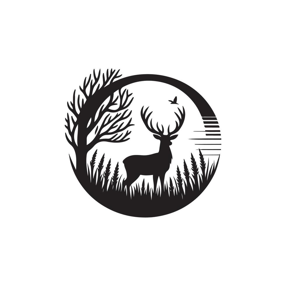 deer silhouette design black and white vector