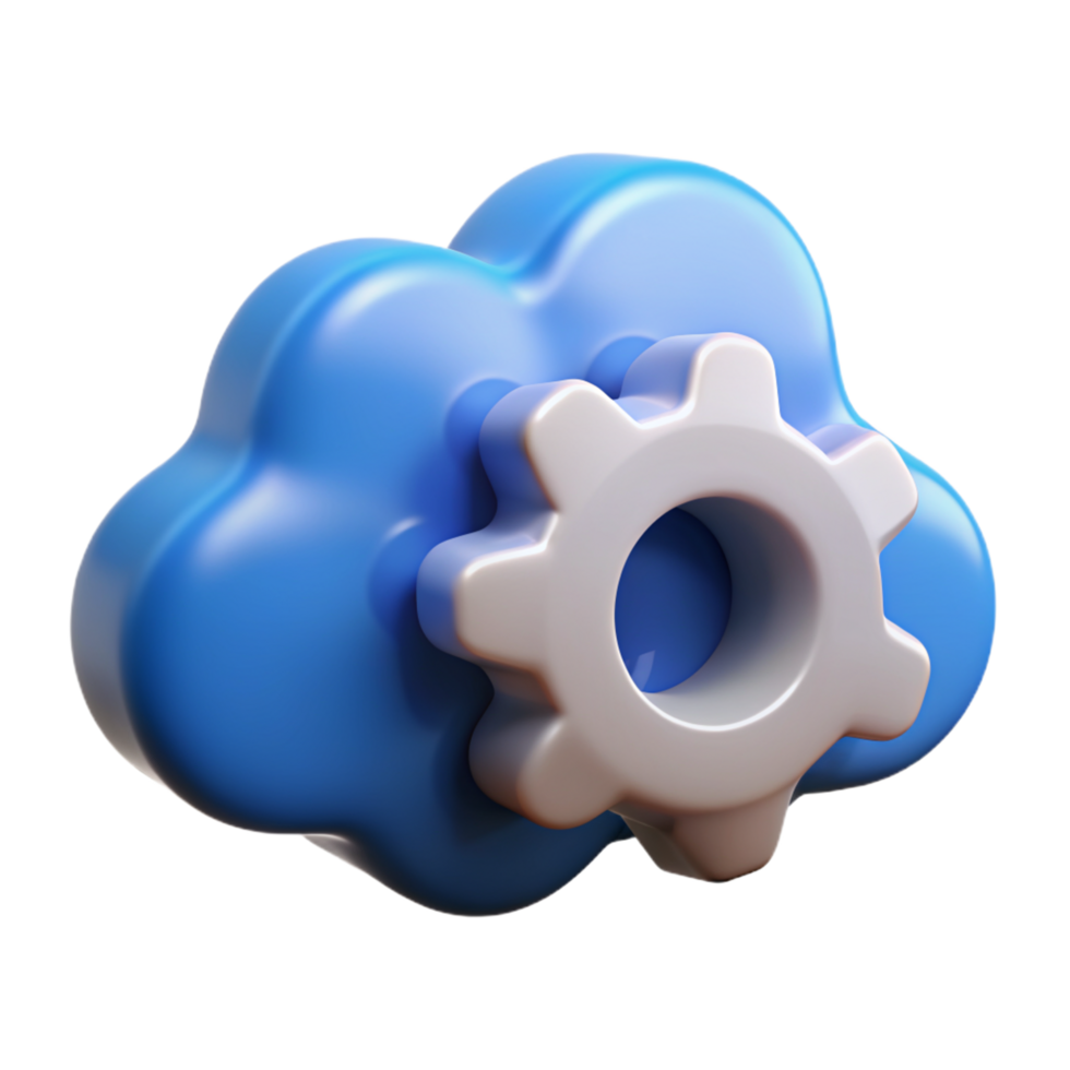Cloud with Cogwheel 3d Concept png