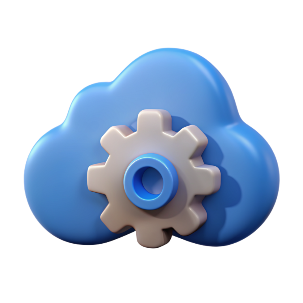 Cloud with Cogwheel 3d Art png
