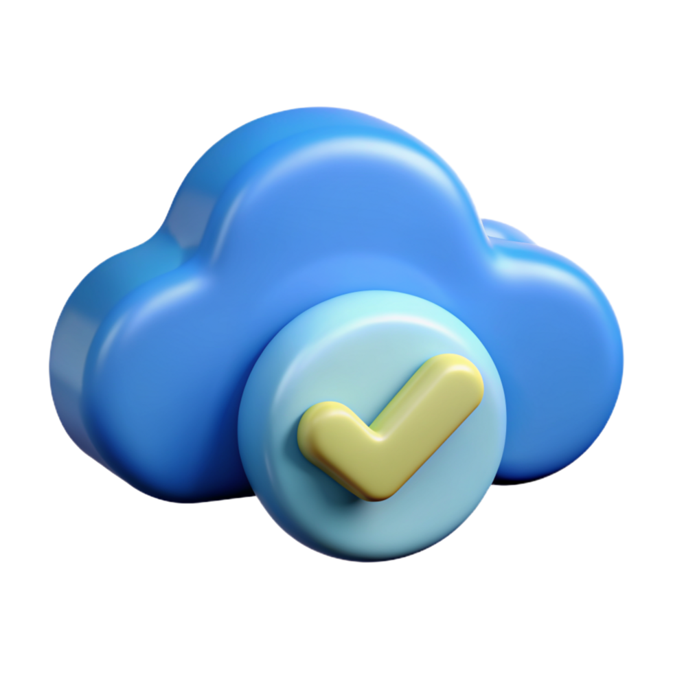 Cloud with Check Mark 3d Icon png