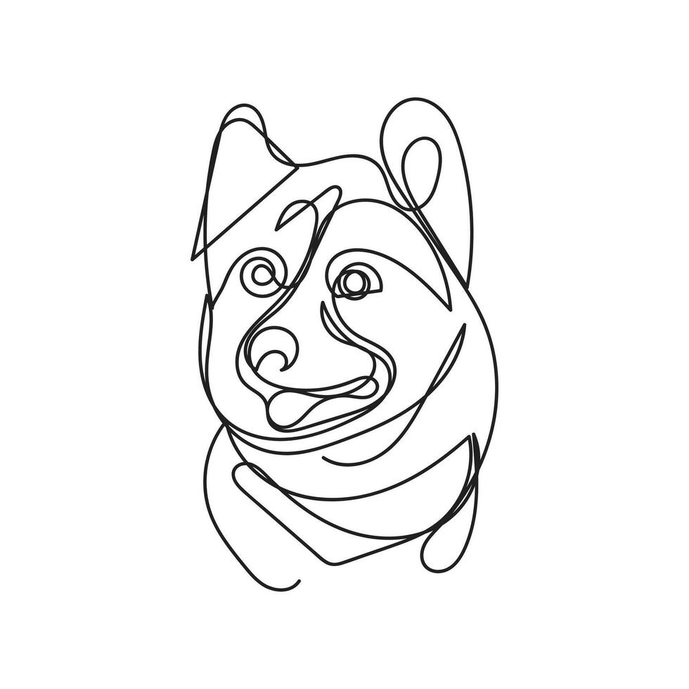 akita dog one line art , continuous line art, minimal line art vector