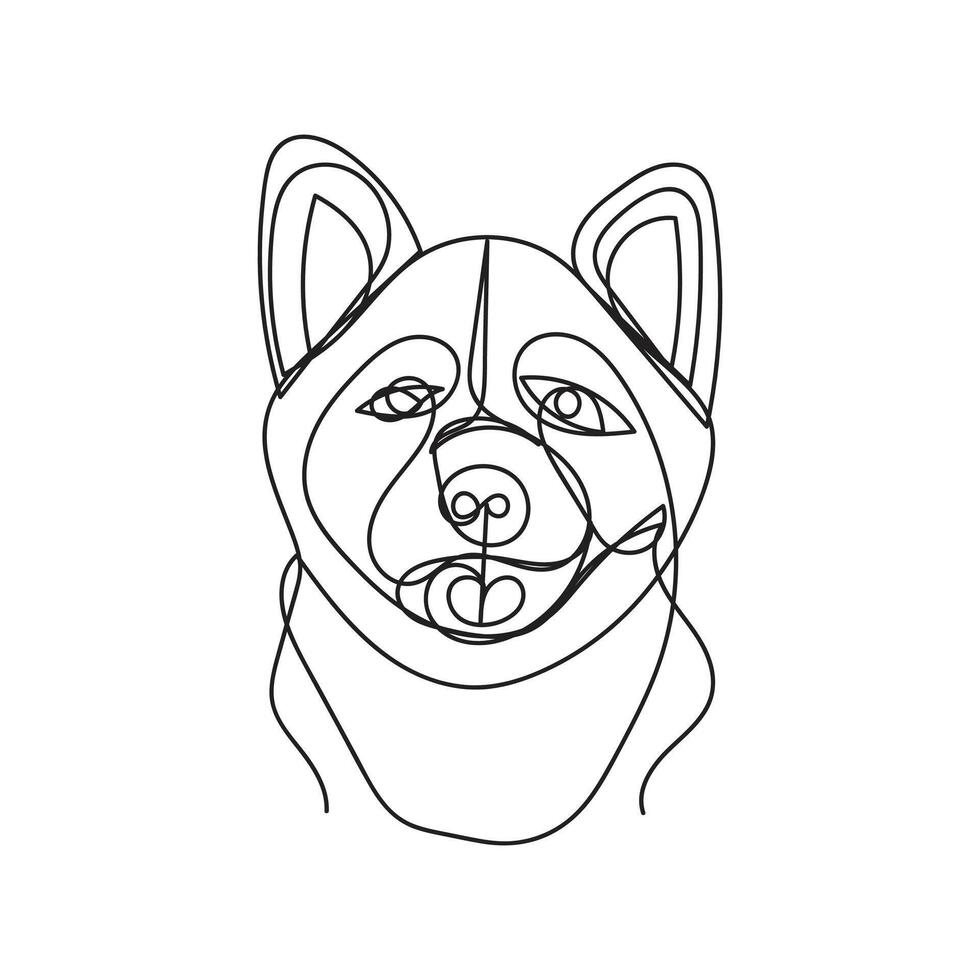 akita dog one line art , continuous line art, minimal line art vector