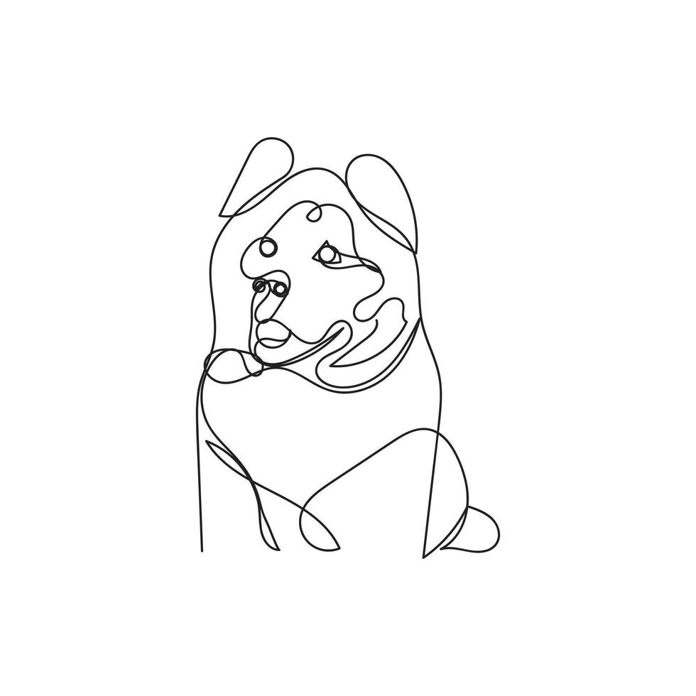 akita dog one line art , continuous line art, minimal line art vector