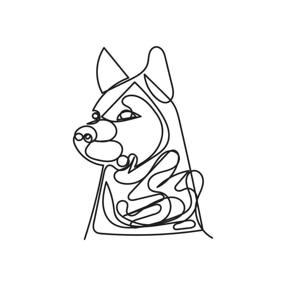 akita dog one line art , continuous line art, minimal line art vector