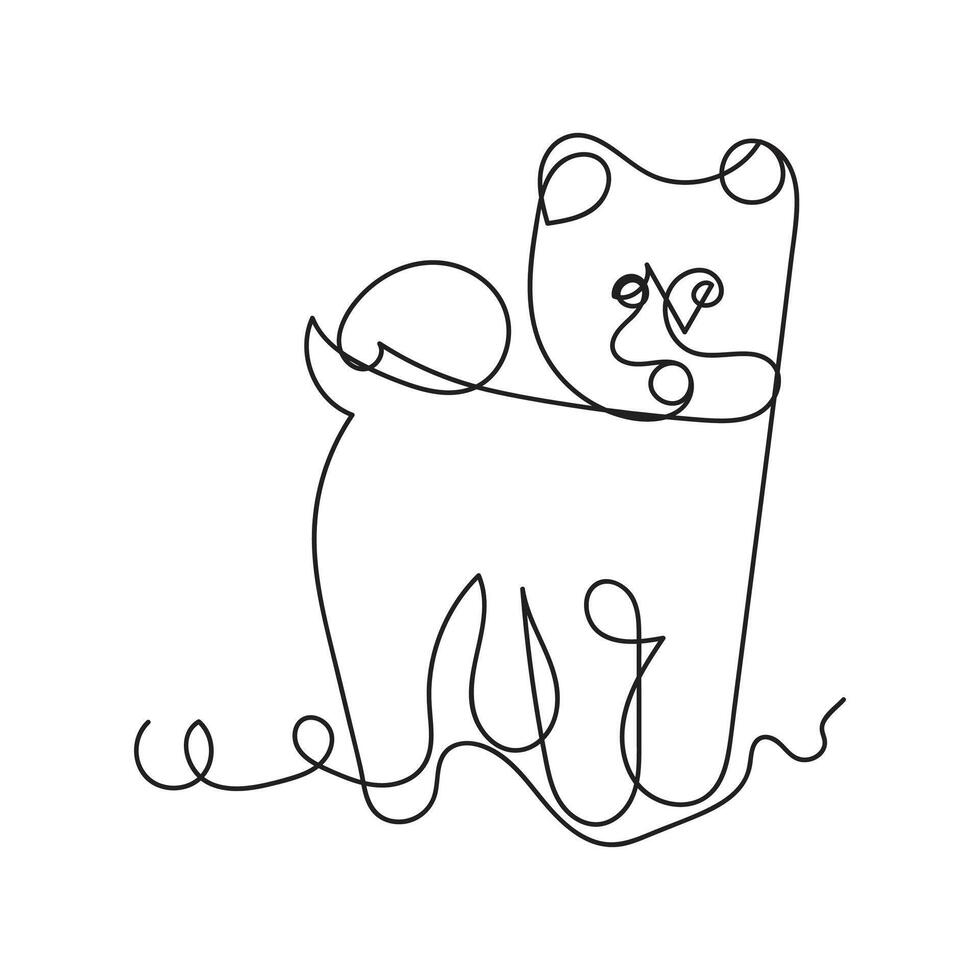 akita dog one line art , continuous line art, minimal line art vector