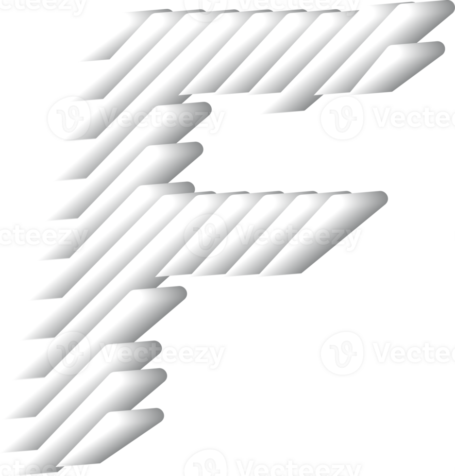 3D White Alphabet Letter F png