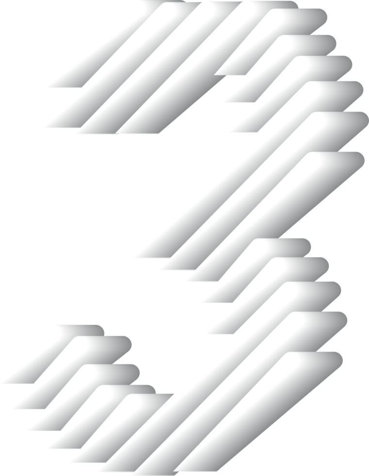 3D White Alphabet Number 3 png