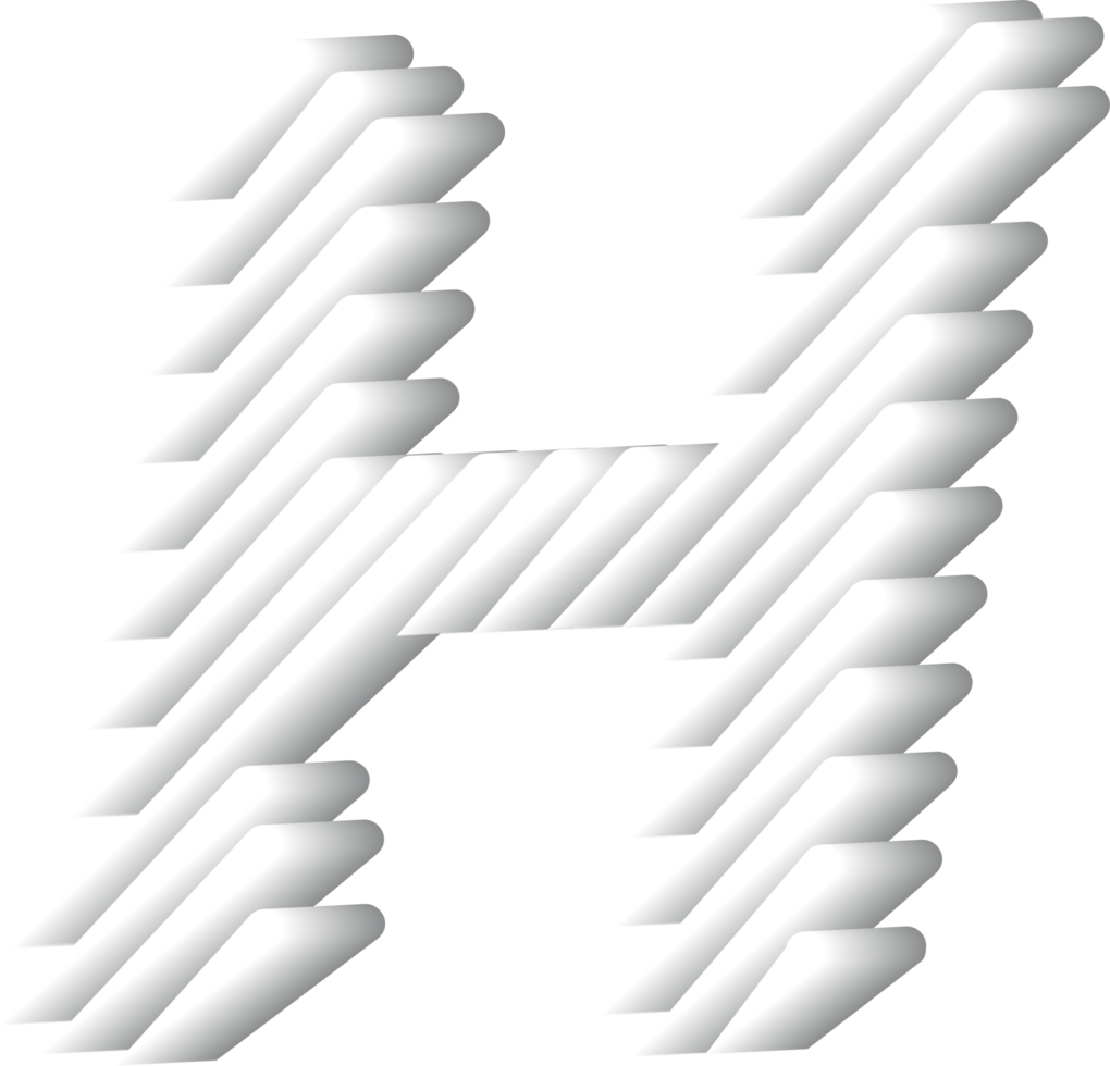 3D White Alphabet Letter H png
