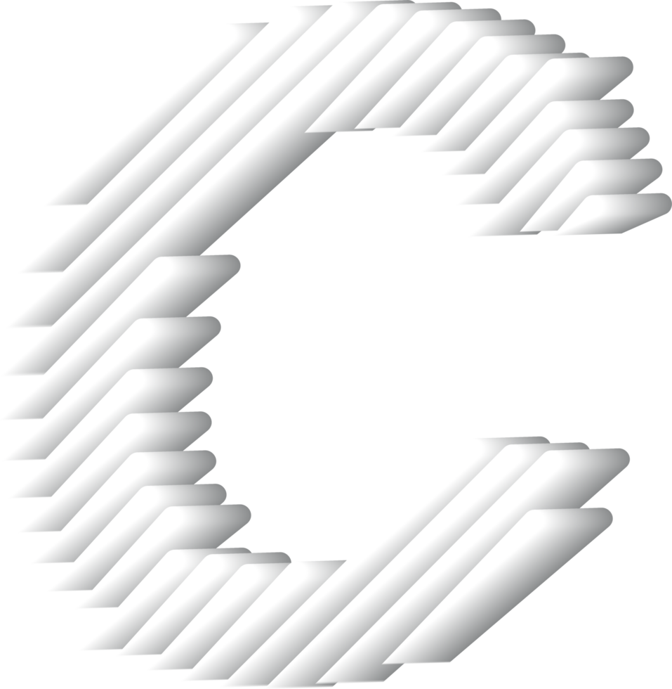 3D White Alphabet Letter C png