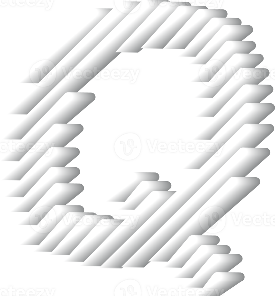 3D White Alphabet Letter Q png