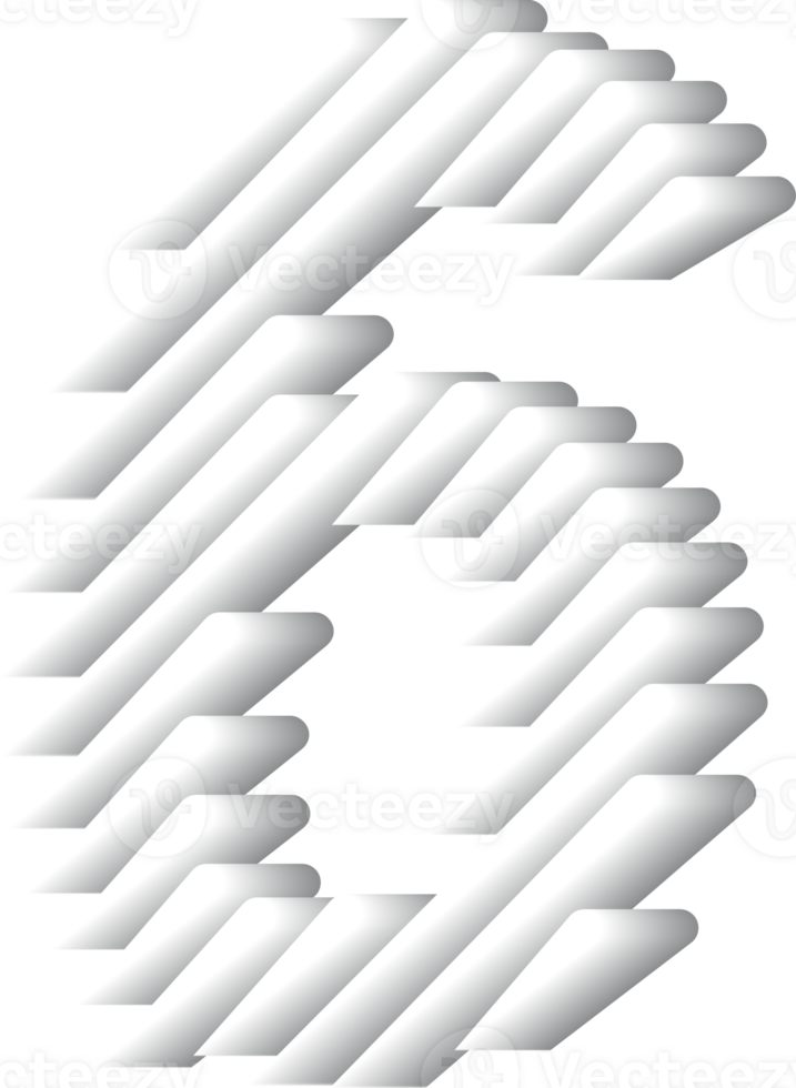 3D White Alphabet Number 6 png