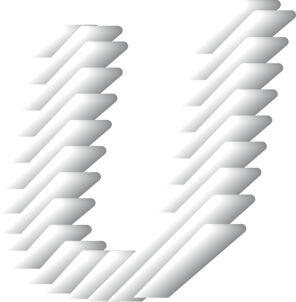 3D White Alphabet Letter U png
