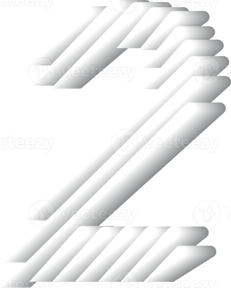 3D White Alphabet Number 2 png