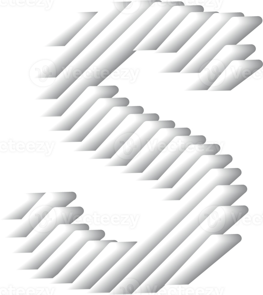 3D White Alphabet Letter S png