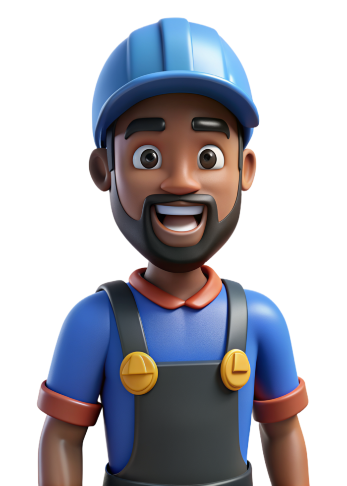 Black Man as a Mechanic 3d Concept png